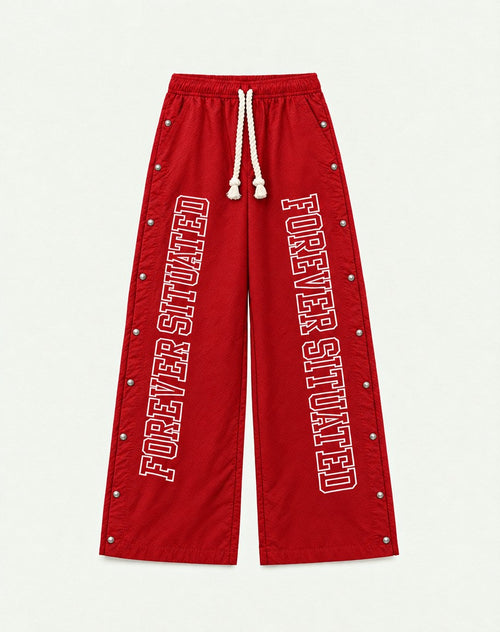 Forever Situated Nylon Track Pants – Red