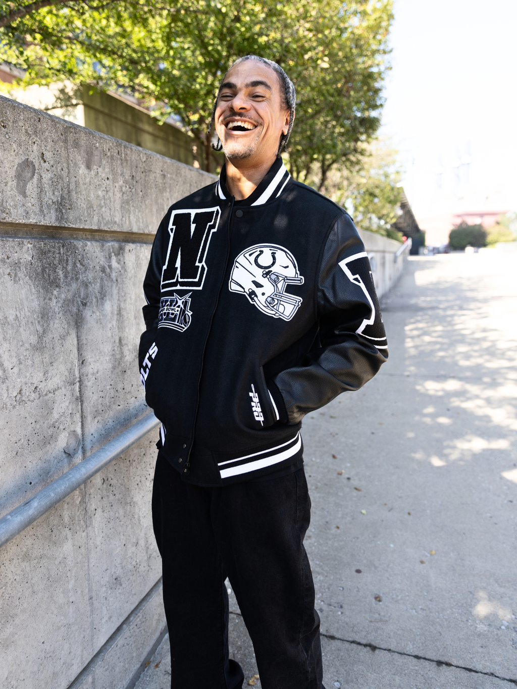 HANG TIME X PRO STANDARD - NFL INDIANAPOLIS COLTS MASHUP RIB WOOL MEN'S VARSITY JACKET