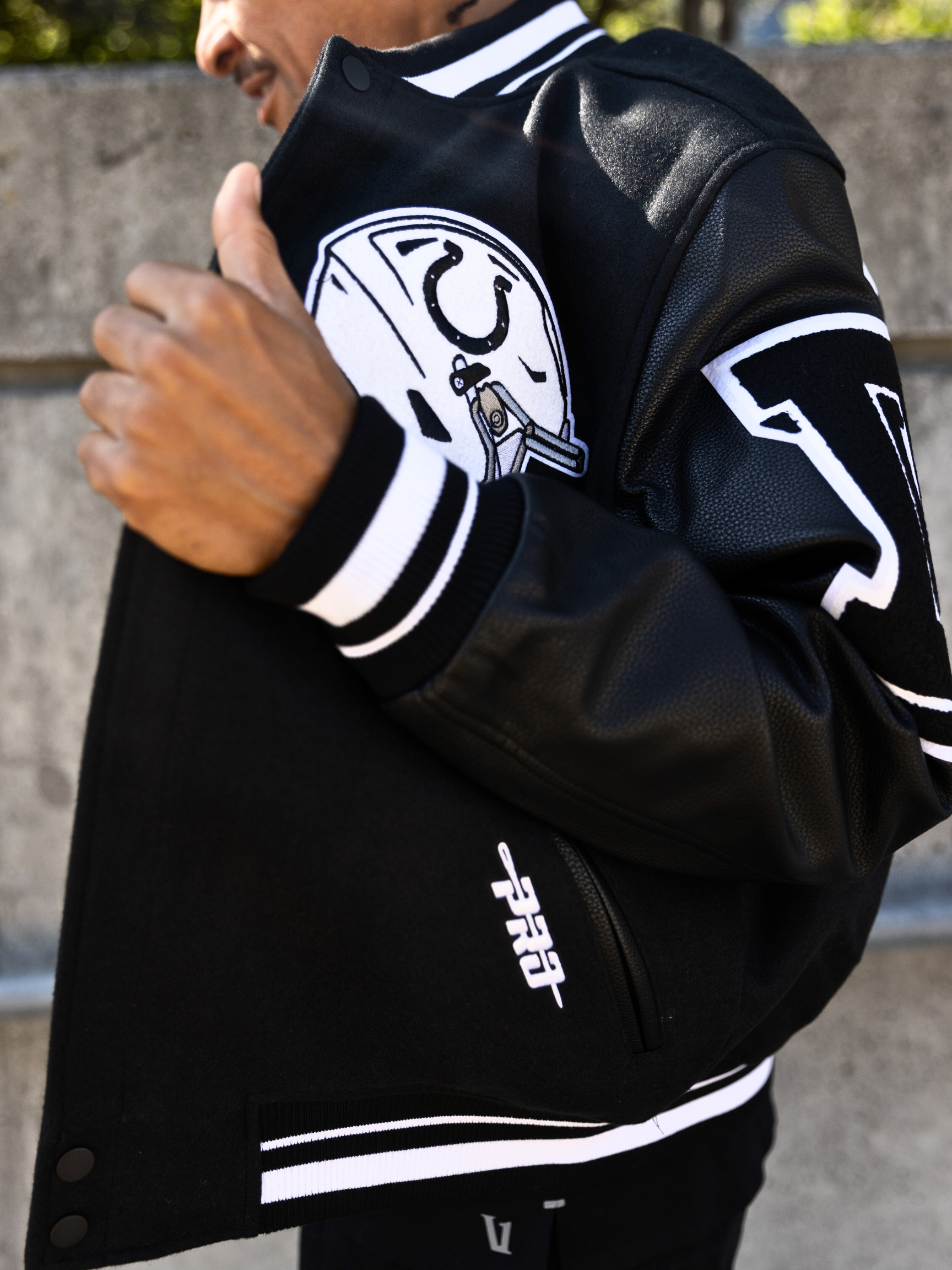 HANG TIME X PRO STANDARD - NFL INDIANAPOLIS COLTS MASHUP RIB WOOL MEN'S VARSITY JACKET