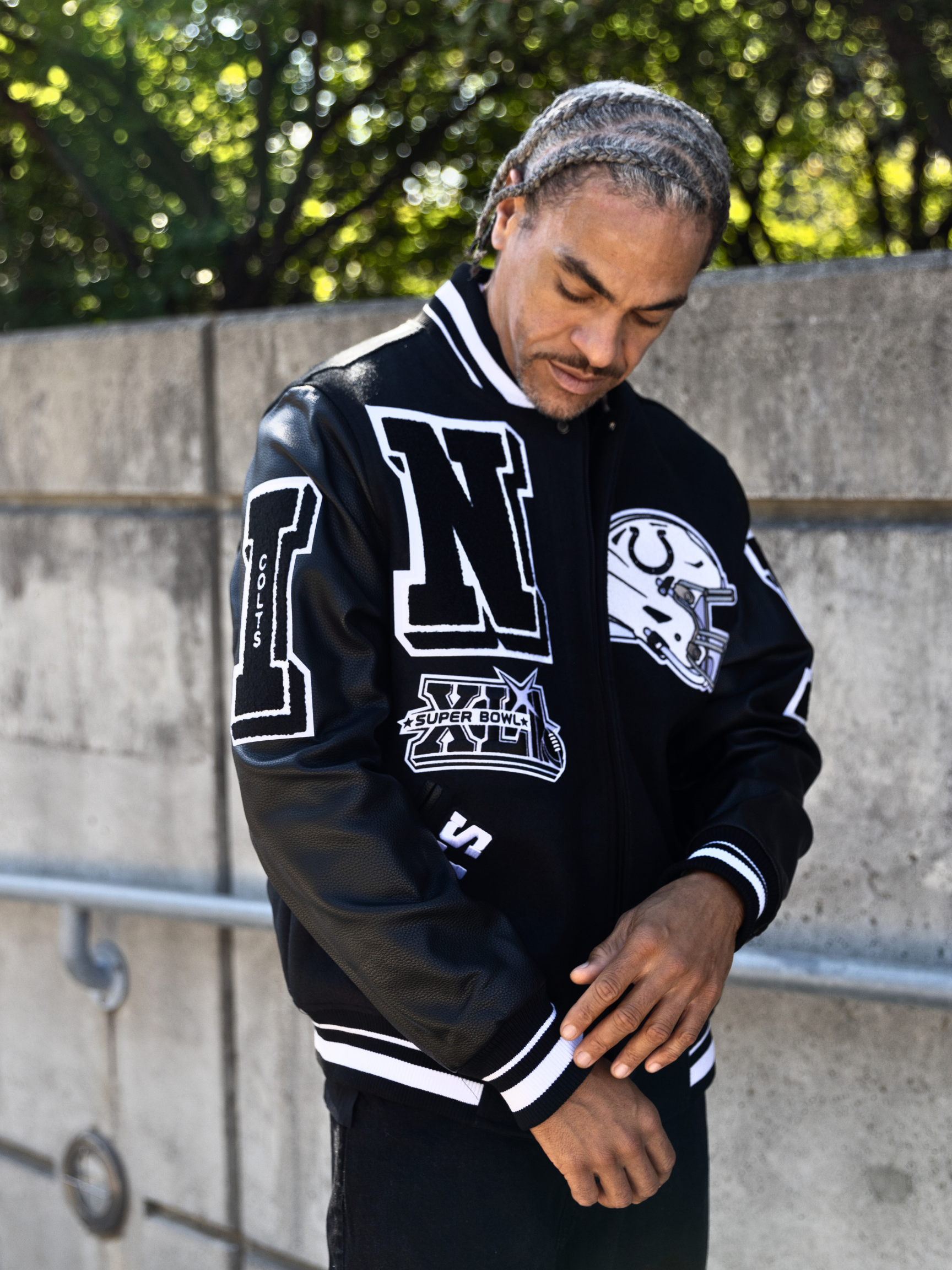 HANG TIME X PRO STANDARD - NFL INDIANAPOLIS COLTS MASHUP RIB WOOL MEN'S VARSITY JACKET