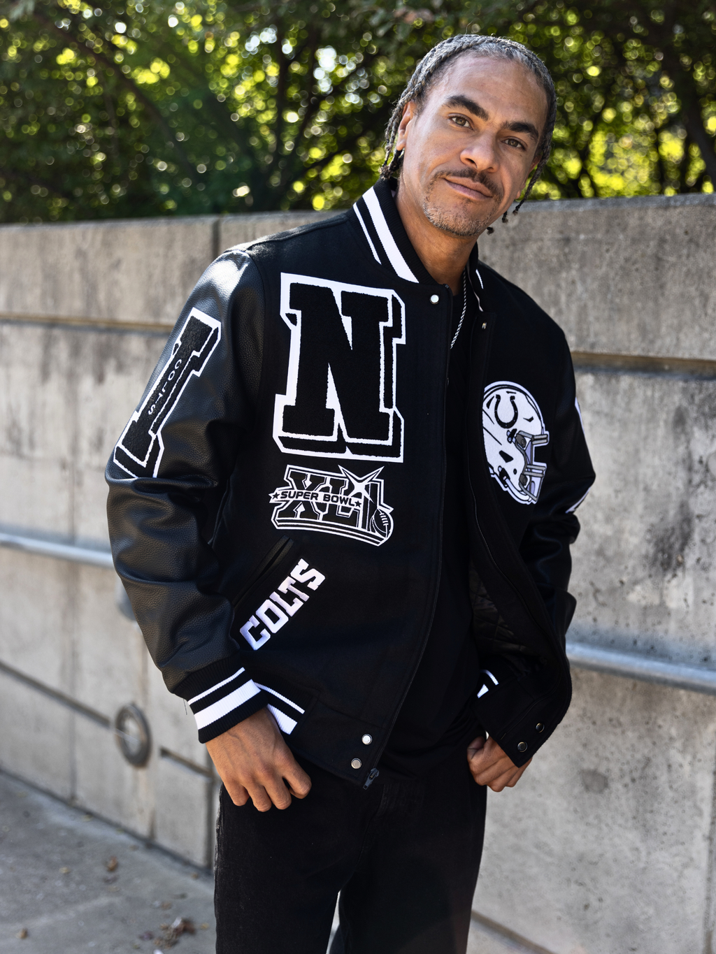 HANG TIME X PRO STANDARD - NFL INDIANAPOLIS COLTS MASHUP RIB WOOL MEN'S VARSITY JACKET