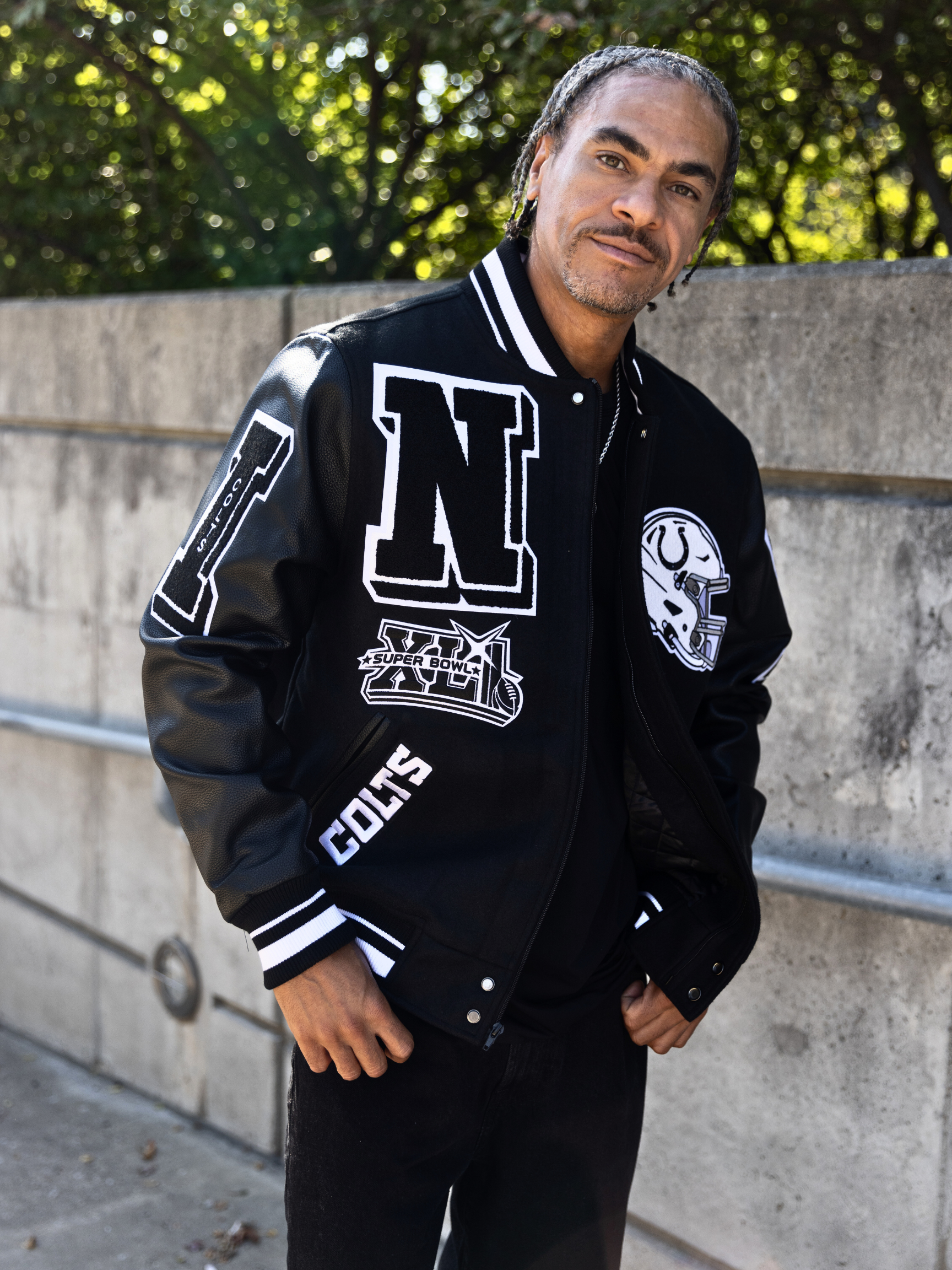 HANG TIME X PRO STANDARD - NFL INDIANAPOLIS COLTS MASHUP RIB WOOL MEN'S VARSITY JACKET