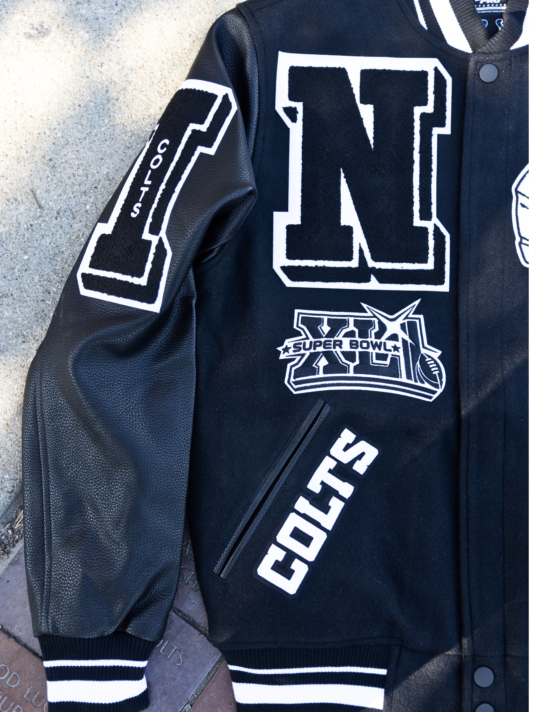 HANG TIME X PRO STANDARD - NFL INDIANAPOLIS COLTS MASHUP RIB WOOL MEN'S VARSITY JACKET