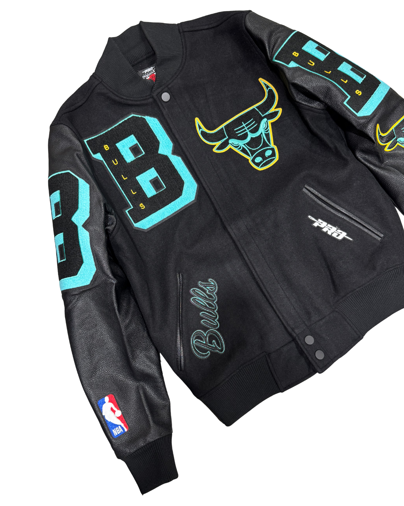 HANG TIME X PRO STANDARD - NBA CHICAGO BULLS MASHUP RIB WOOL MEN'S VARSITY JACKET