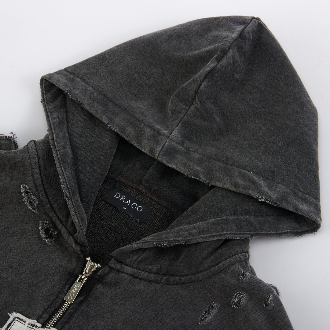 Draco Black Distressed Set – Black – detail view