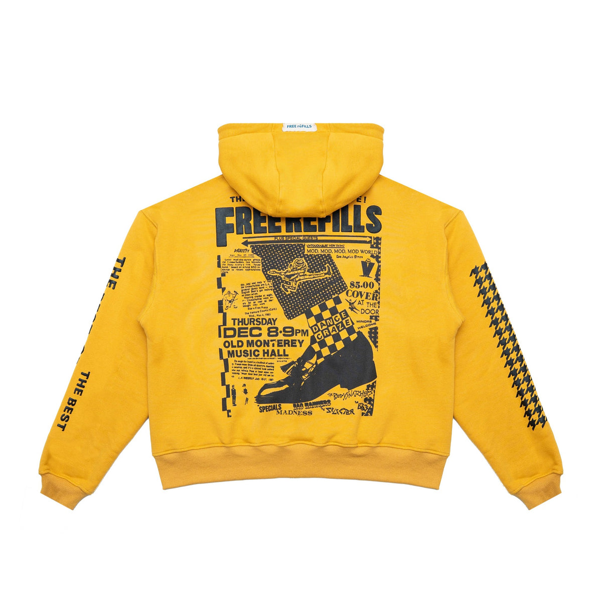 Free Refills Flyer Zip-Up Hoodie – Yellow – back view