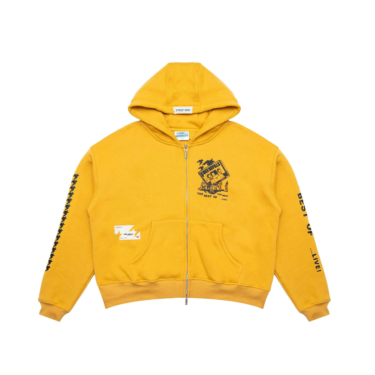 Free Refills Flyer Zip-Up Hoodie – Yellow – front view