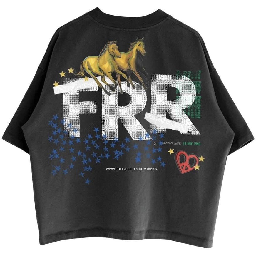 Free Refills Collage Tee – Black – back view