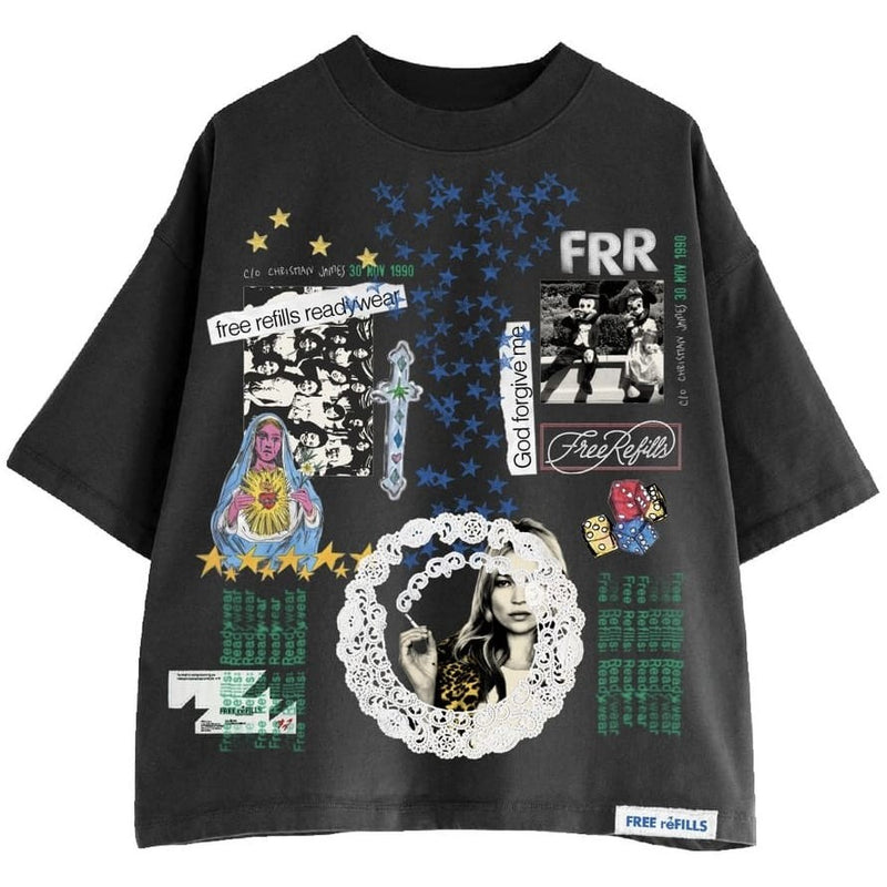 Free Refills Collage Tee – Black