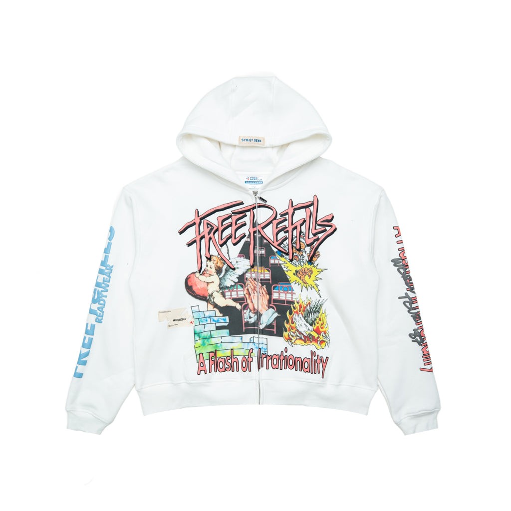 Free Refills Floyd Zip-Up Hoodie – White – front view
