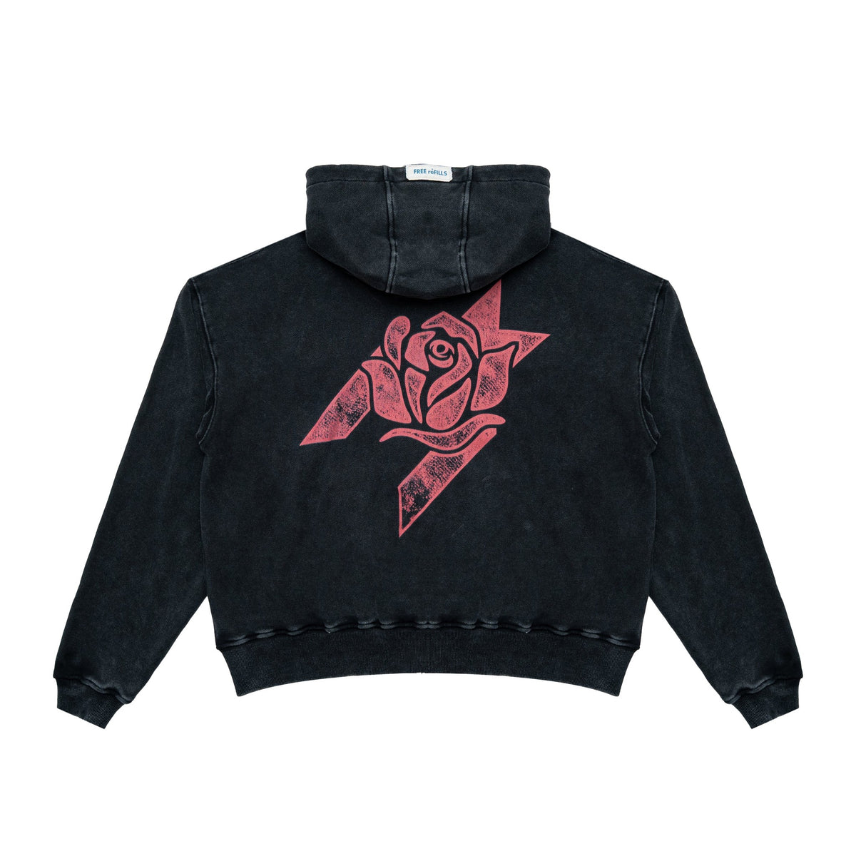 Free Refills Rose Bowl Zip-Up Hoodie – Black – back view