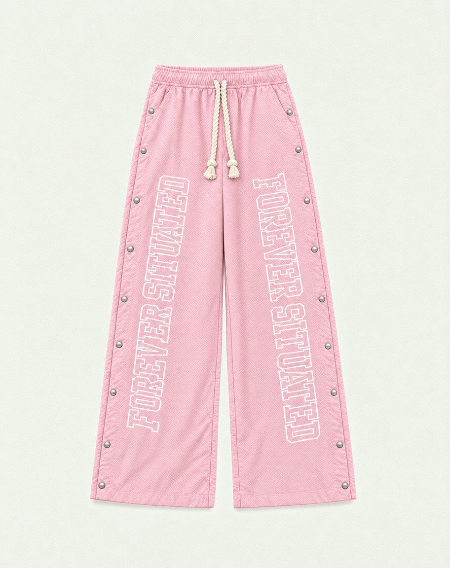 Forever Situated Nylon Track Pants – Pink