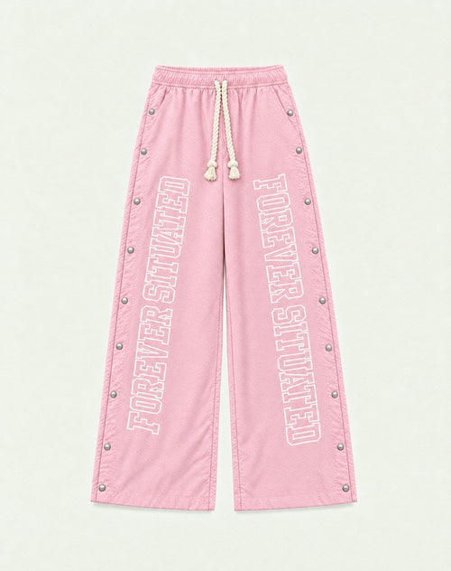 Forever Situated Nylon Track Pants – Pink