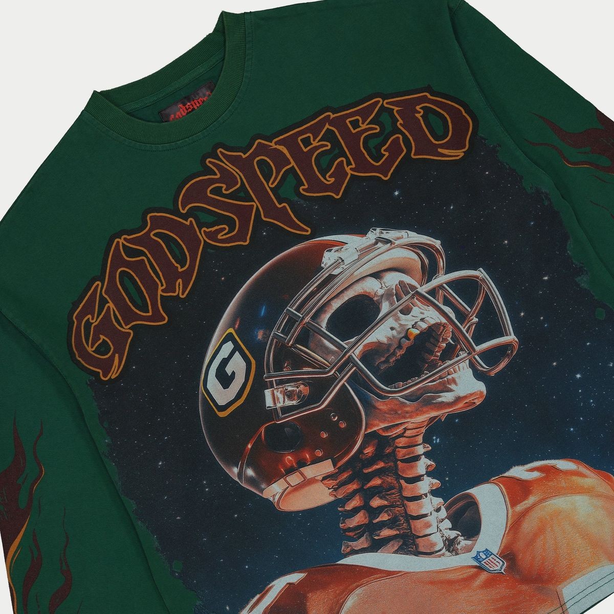 Godspeed Morale L/S Tee – Green – detail view