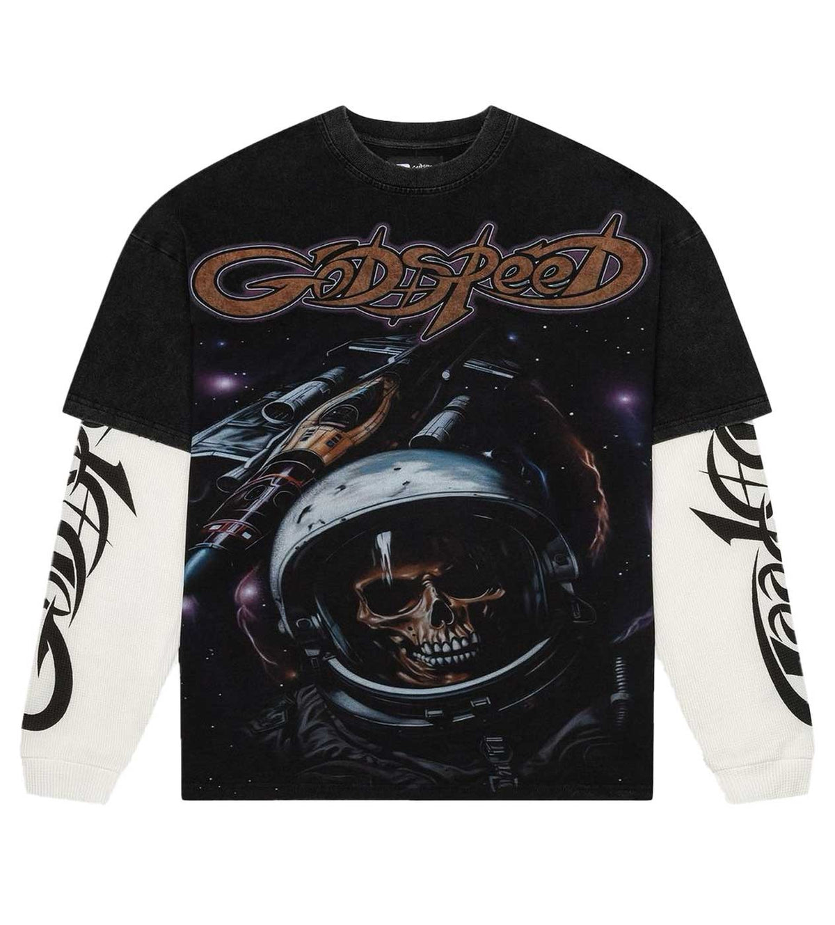 Godspeed Space Traveler Layered Tee – Black – front view