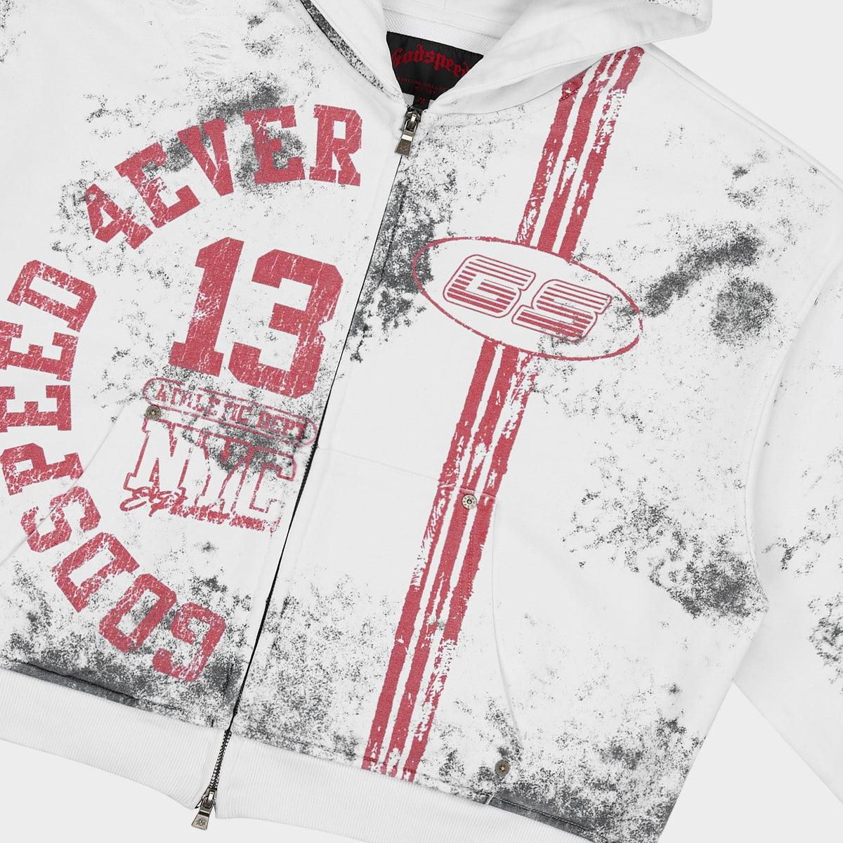Godspeed Roadster Zip Hoodie – White – detail view