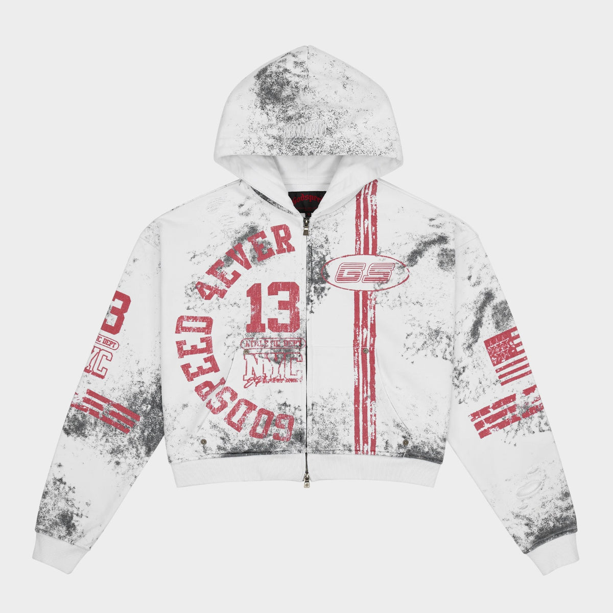Godspeed Roadster Zip Hoodie – White – front view