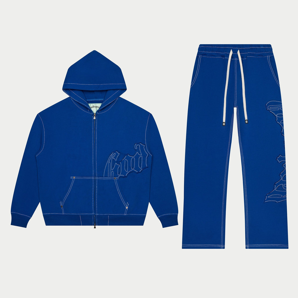 Godspeed OG Logo Sweatsuit Stitched – Blue – full set, front