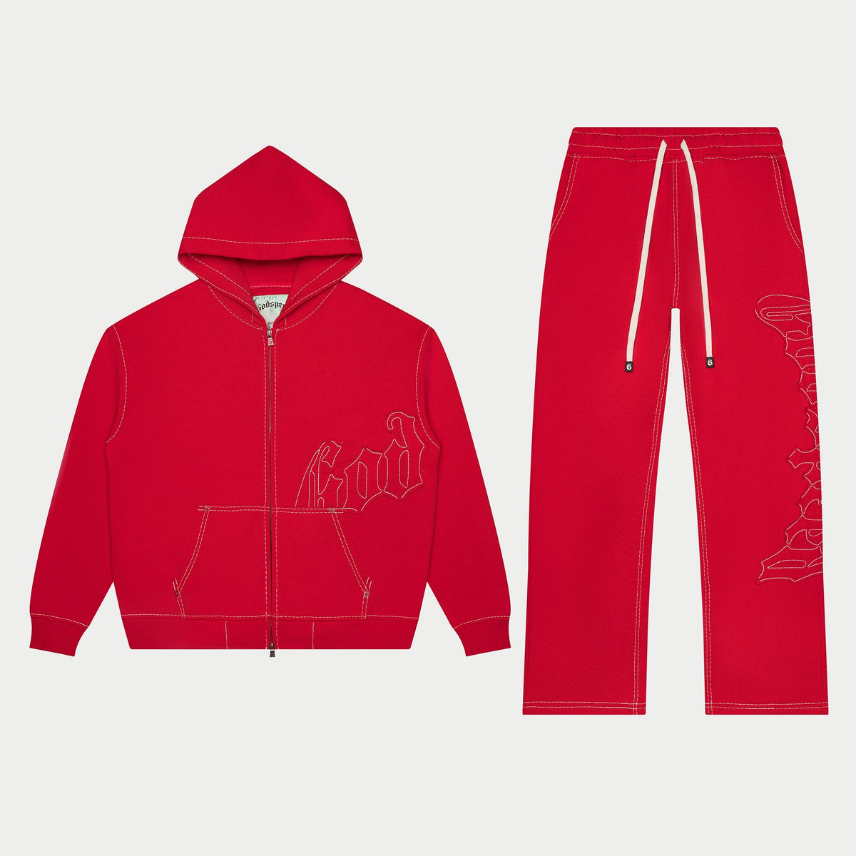 Godspeed OG Logo Sweatsuit Stitched – Red – full set, front