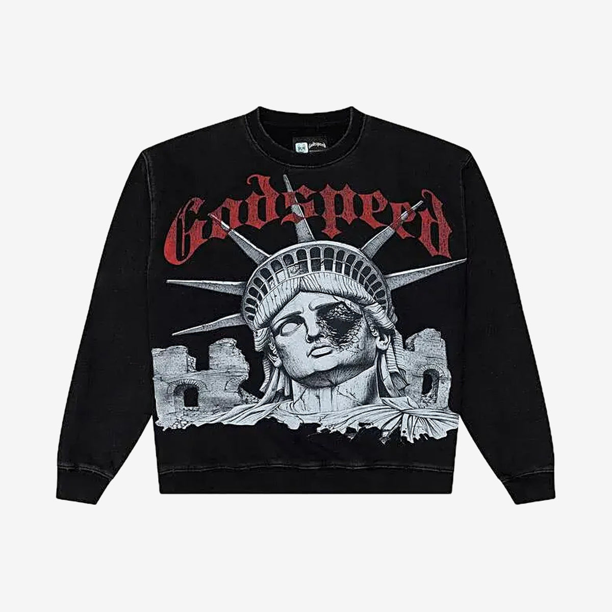 Godspeed Mainline Collection Statue Of Liberty Crewneck – Black – front view