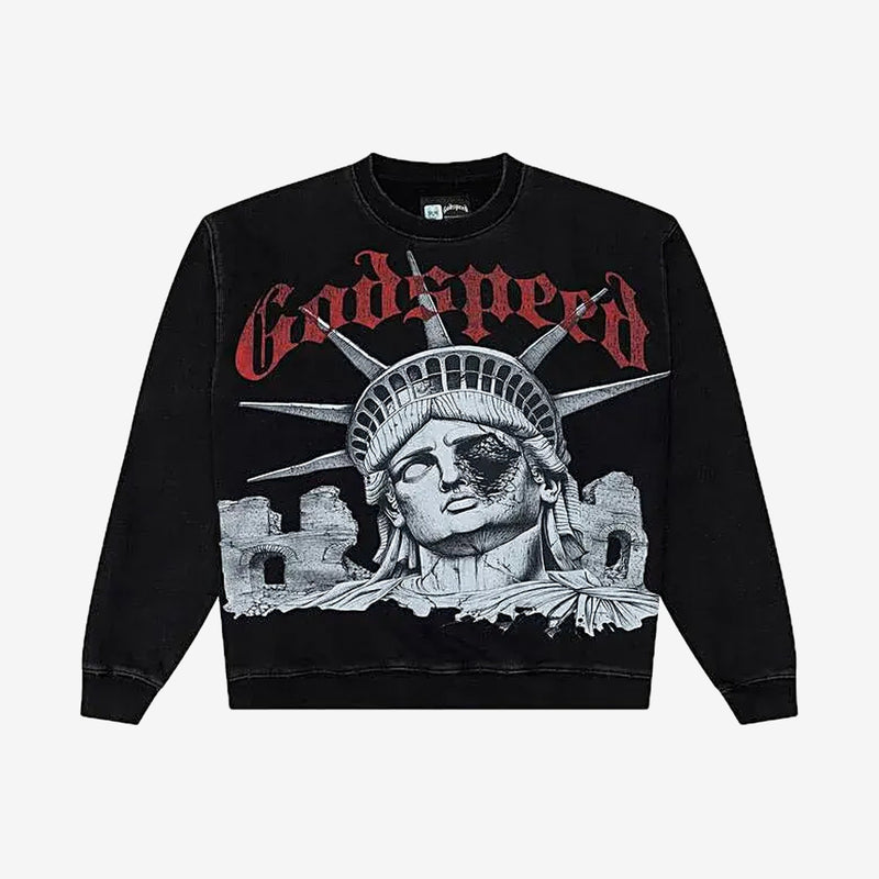 Godspeed Statue Of Liberty Crewneck – Black