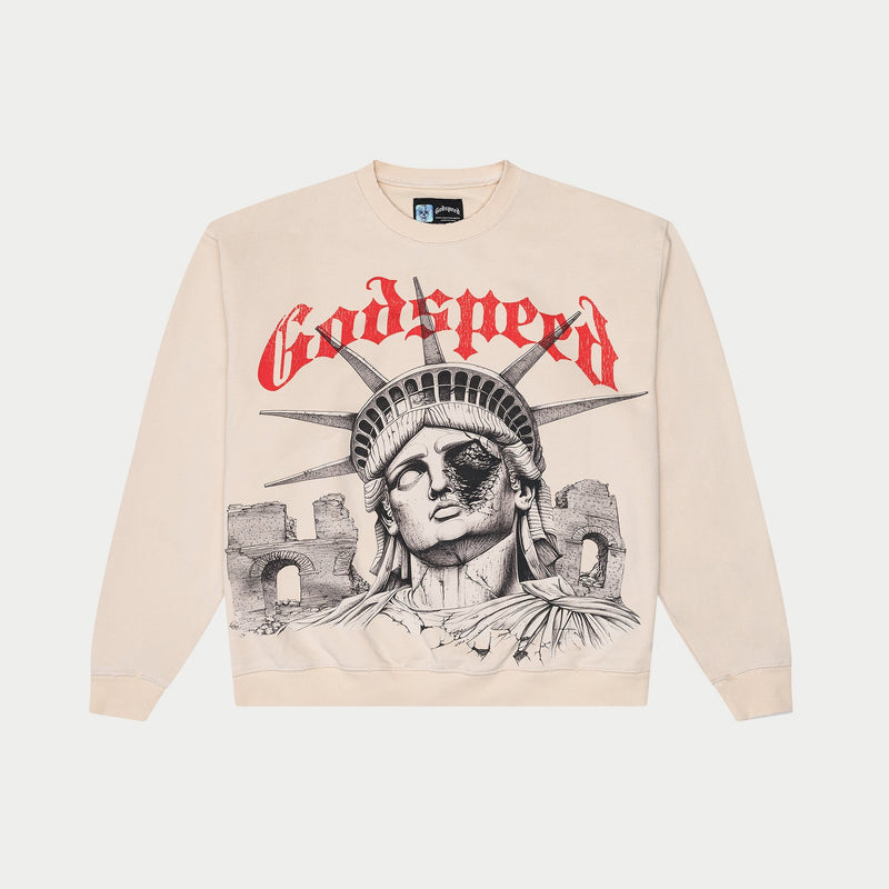 Godspeed Statue Of Liberty Crewneck – Bone