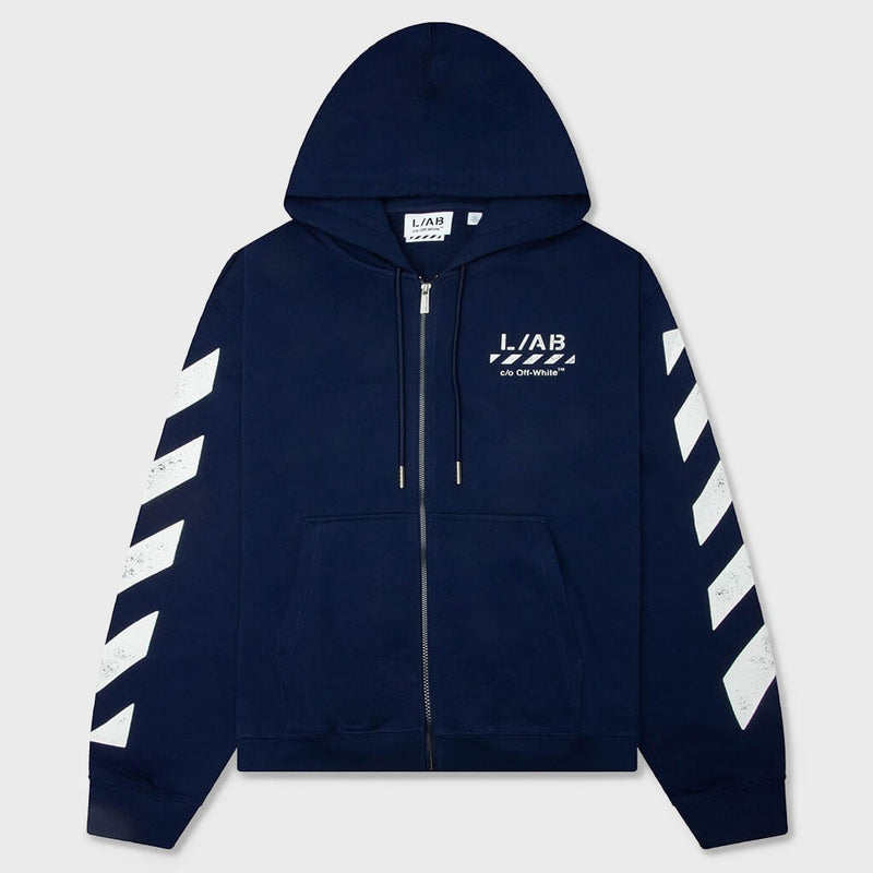 Off-White Diagonal Full Zip Hoodie – Marine
