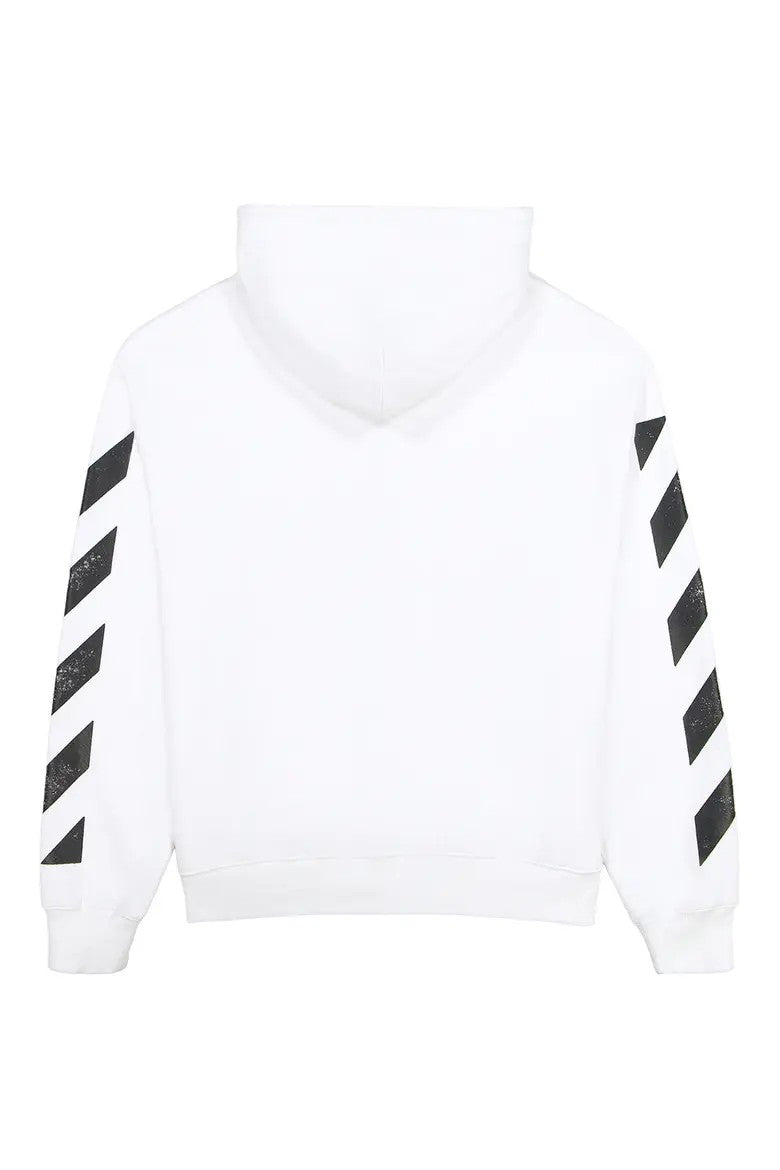 Off-White Diagonal Full Zip Hoodie – White – back view
