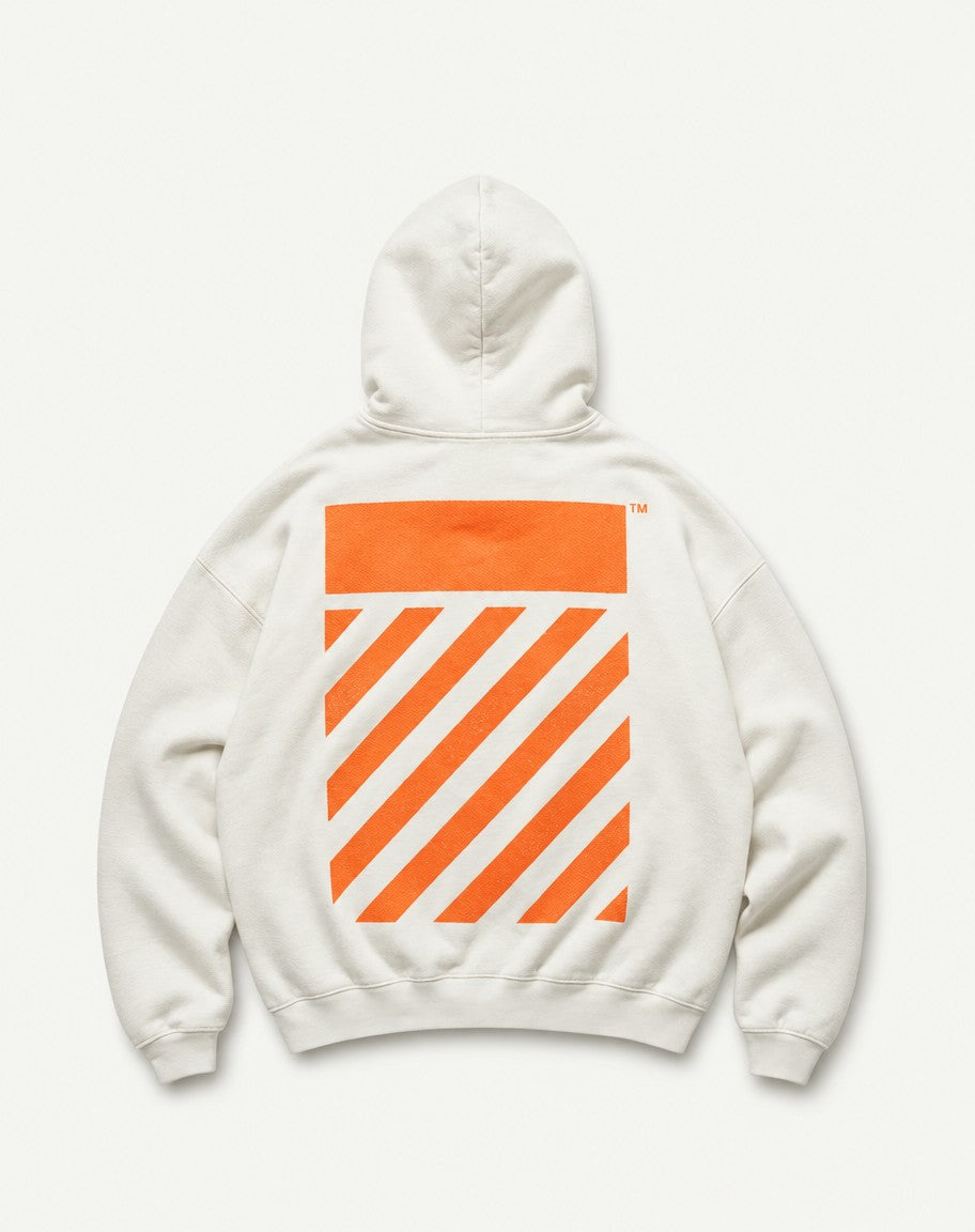 Off-White Core Diagonal Hoodie – White/Orange – back view