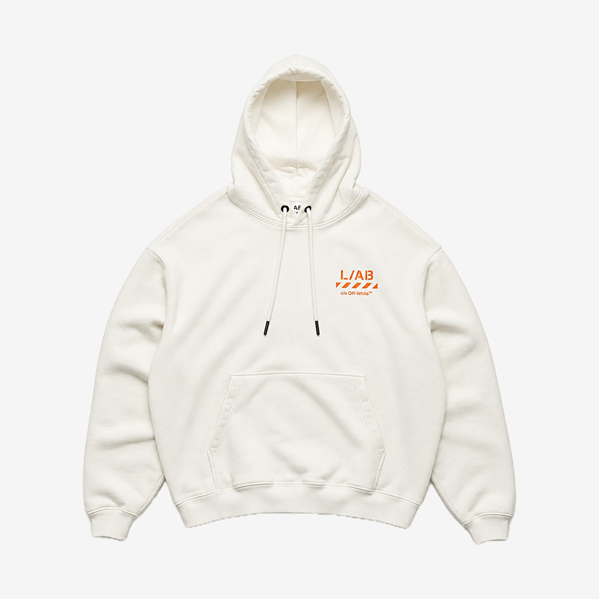 Off-White Core Diagonal Hoodie – White/Orange – front view