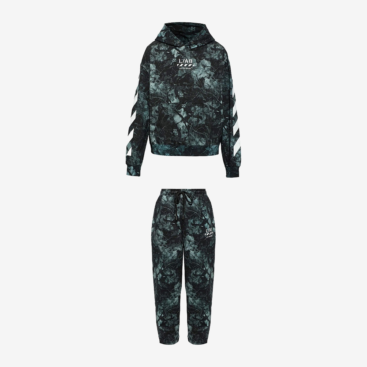 Off-White Printed Camo Set – Black – full set, front