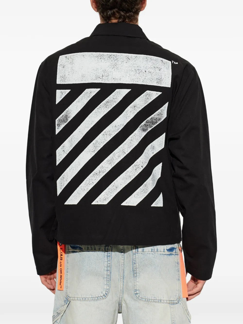 Off-White Diagonal Canvas Jacket – Black – back view