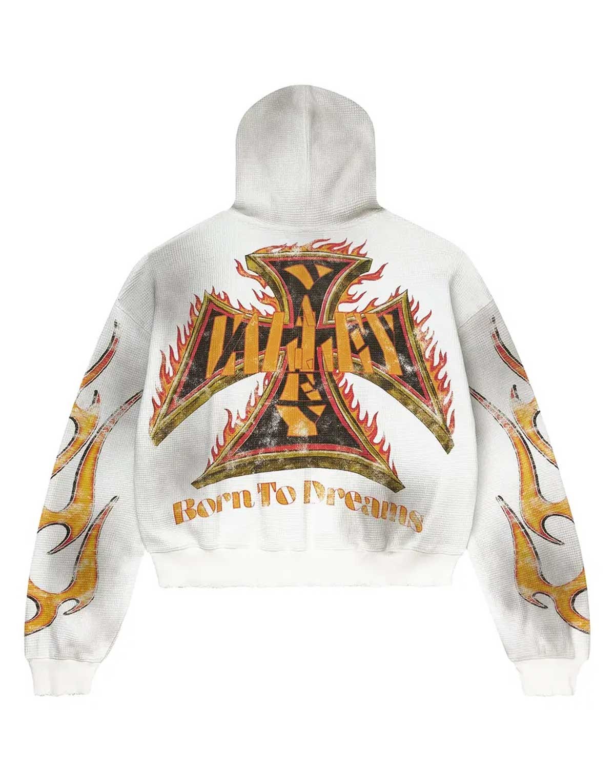 Vale Reborn Waffle Zip Up Hoodie – White – back view