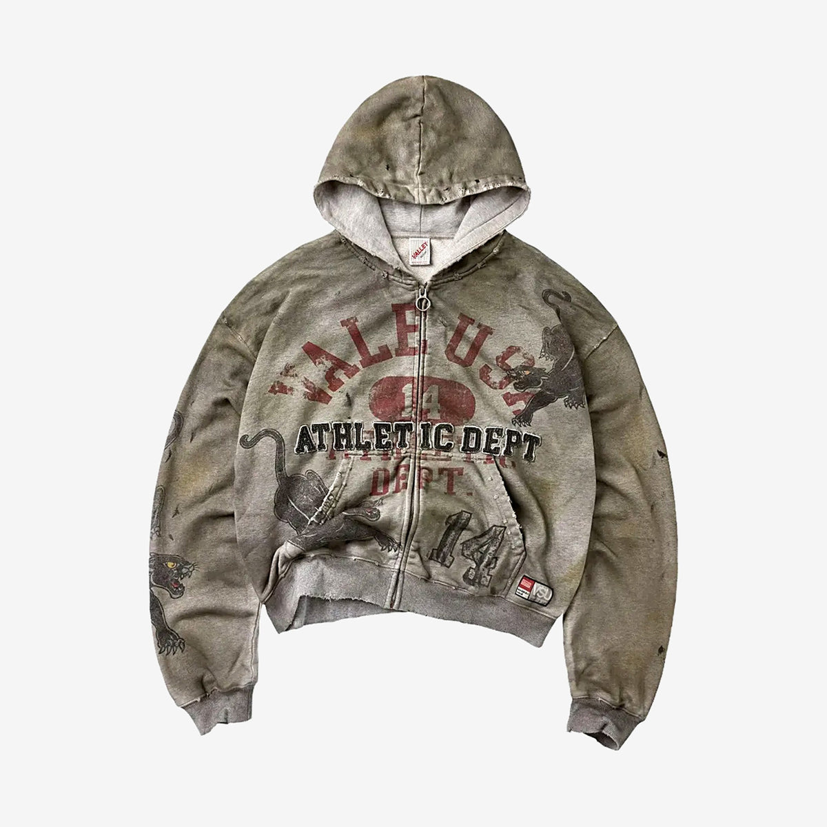 Vale Varsity Zip Up Hoodie – Grey – front view