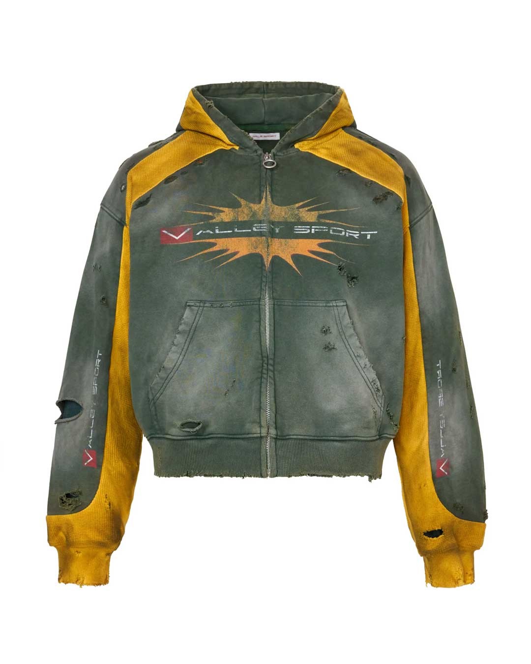 Vale Khalifa Zip Up Hoodie – Green – front view