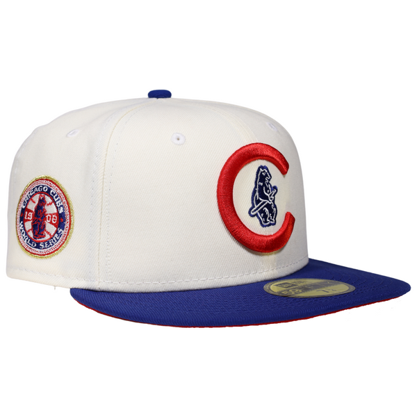 NEW ERA 59FIFTY MLB CHICAGO CUBS WORLD SERIES 1908 TWO TONE / FRONT DOOR  RED UV FITTED CAP